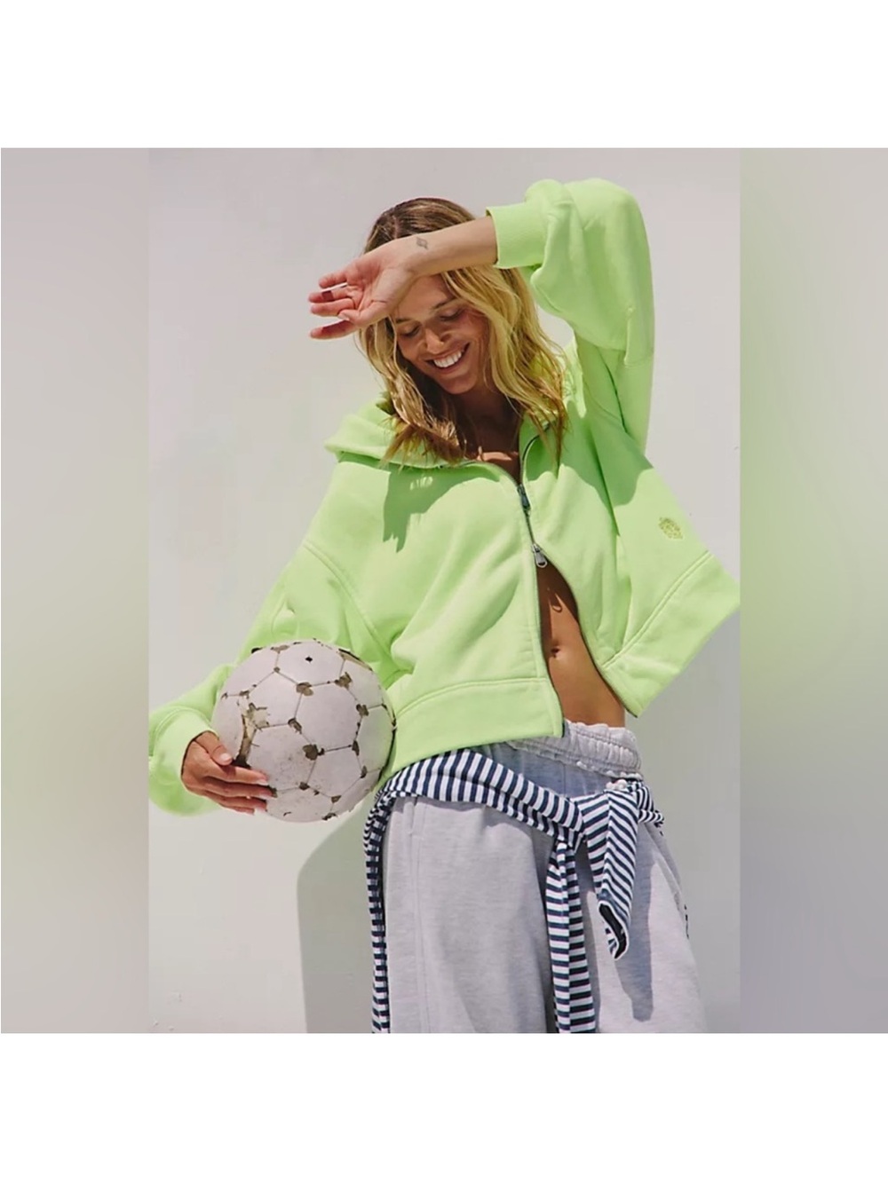 FP Movement by Free People “A cut above”Zip Hoodie- in sour citrus yellow - Picture 2 of 8
